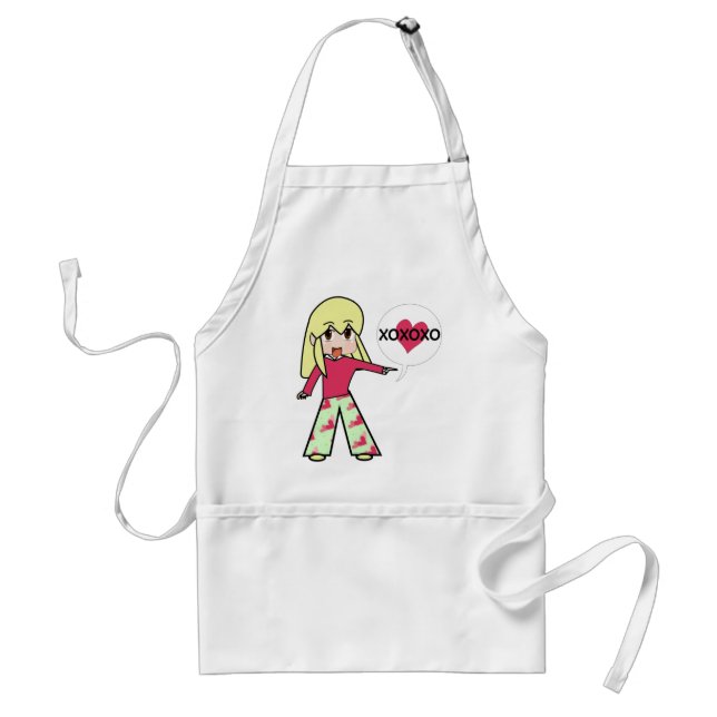 Chibi Valentine Hearts Adult Apron (Front)