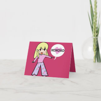Chibi Valentine Hearts Holiday Card