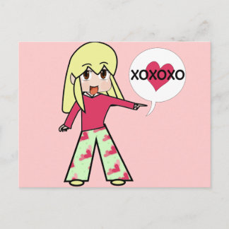 Chibi Valentine Hearts Holiday Postcard