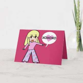 Chibi Valentine Hearts Hugs and Ki... - Customized Holiday Card
