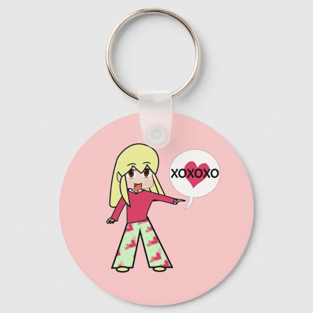 Chibi Valentine Hearts Keychain (Front)