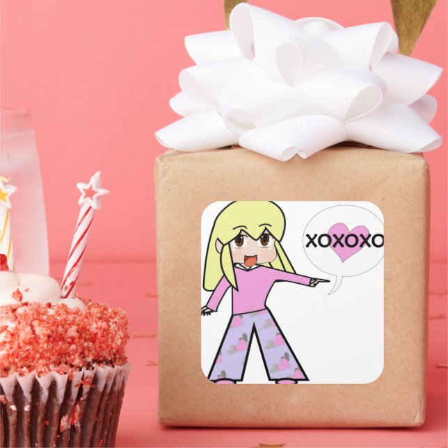 Chibi Valentine Square Sticker (Party)