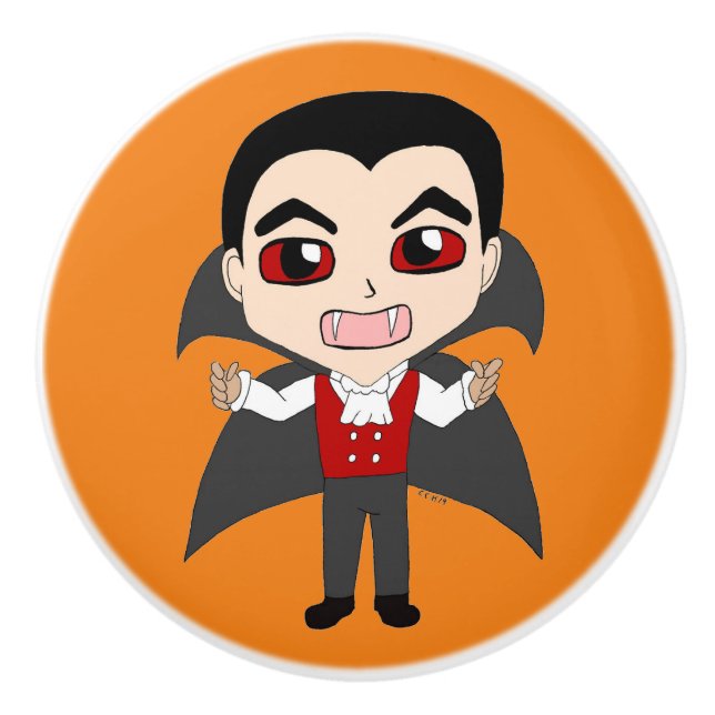 chibi vampire ceramic knob (Front)