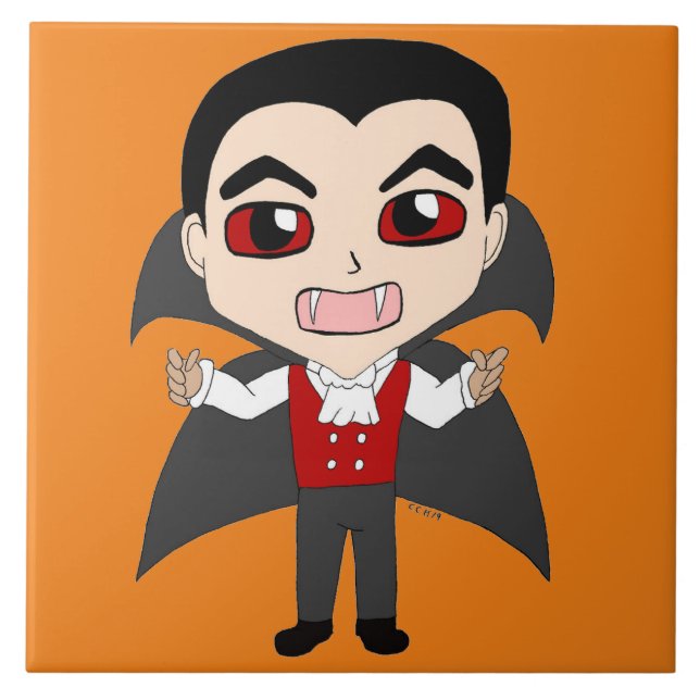 chibi vampire  ceramic tile (Front)