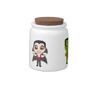 Chibi vampire, monster, and mummy candy jar
