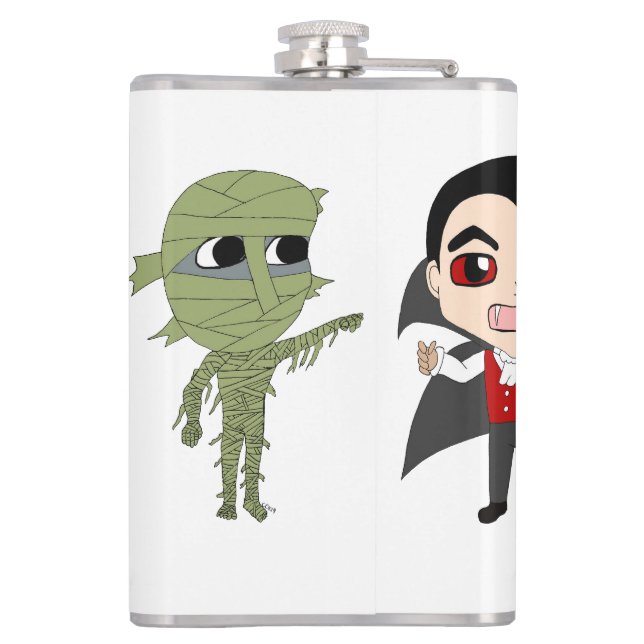 Chibi vampire, monster, and mummy    flask (Back)