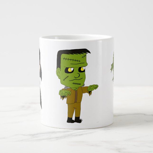 Chibi vampire, monster, and mummy   giant coffee mug (Front)