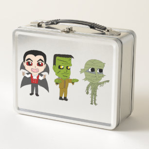 Chibi vampire, monster, and mummy metal lunch box