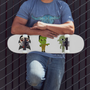 Chibi vampire, monster, and mummy skateboard