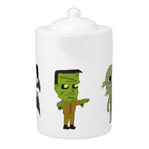 Chibi vampire, monster, and mummy   teapot