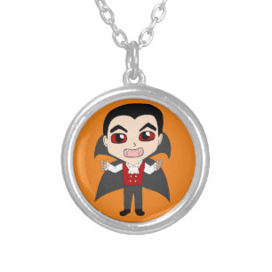 chibi vampire   silver plated necklace