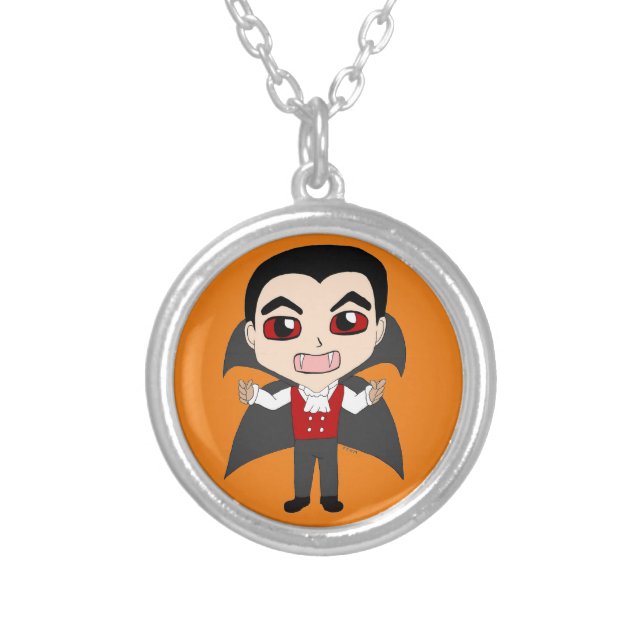 chibi vampire   silver plated necklace (Front)