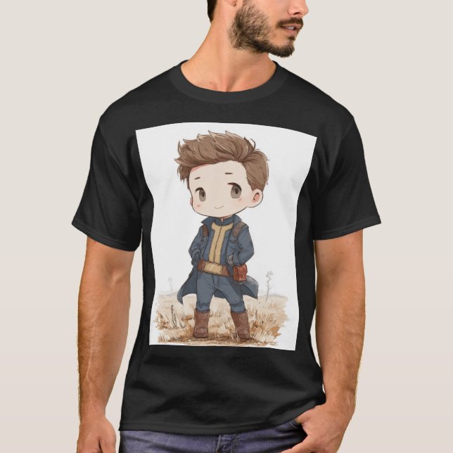 Chibi Vault‑Dwelling Wanderer | Cute Retro‑Futuris T-Shirt (Front)
