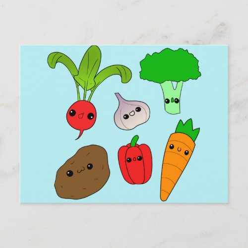 Chibi Vegetables Postcard