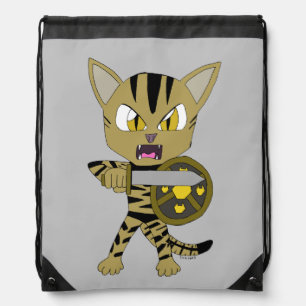 Chibi Warrior Cat Drawstring Bag