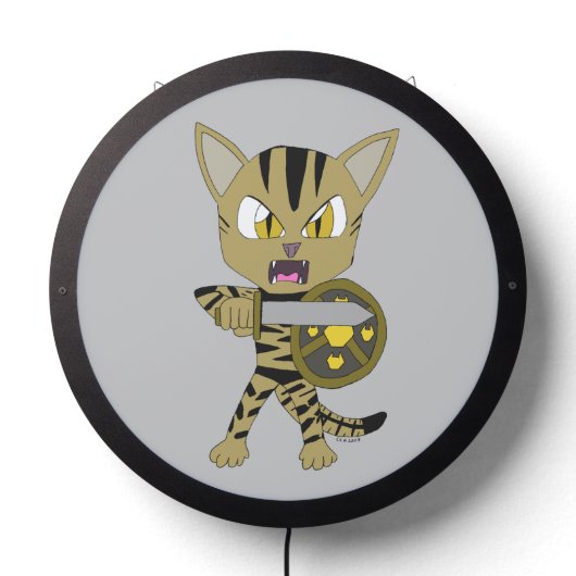 Chibi Warrior Cat LED Sign (Lights Off)
