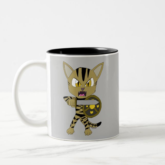 Chibi Warrior Cat Two-Tone Coffee Mug (Left)