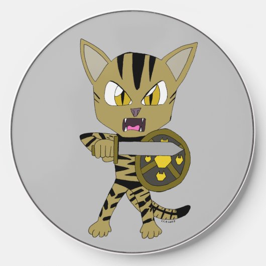 Chibi Warrior Cat Wireless Charger (Front)