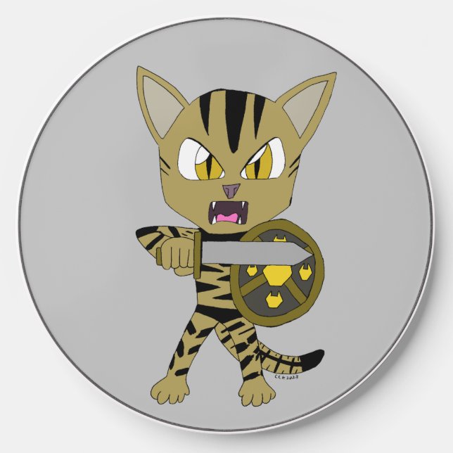 Chibi Warrior Cat Wireless Charger (Front)