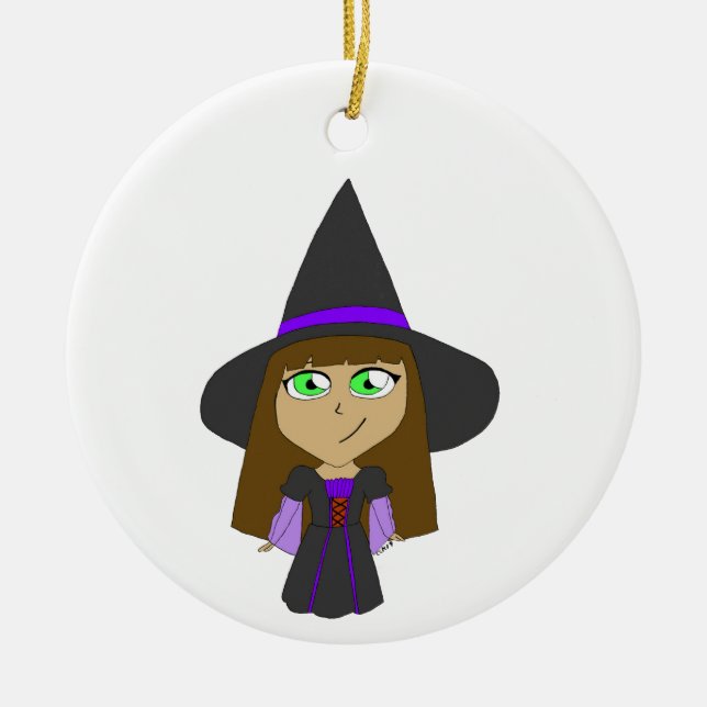 chibi witch   ceramic ornament (Front)