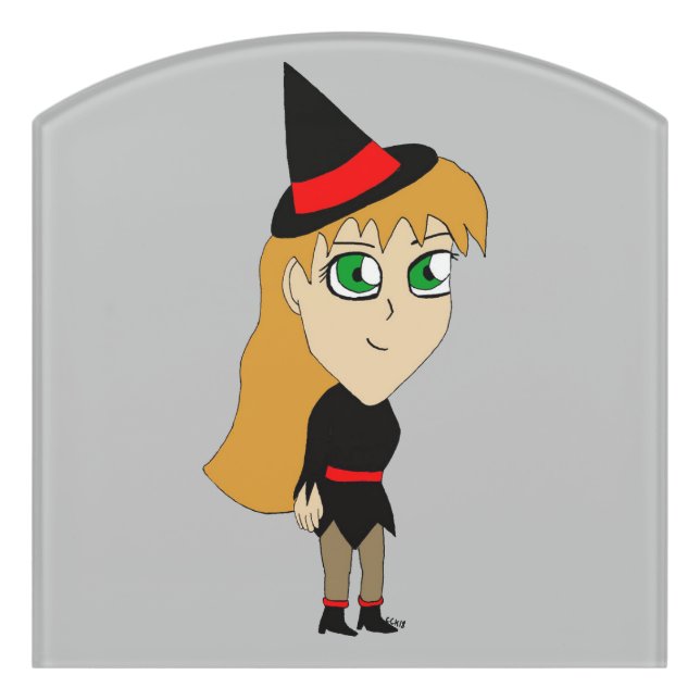 chibi witch   door sign (Contour Front)