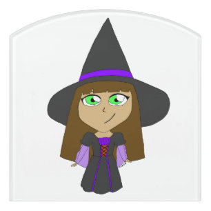 chibi witch   door sign