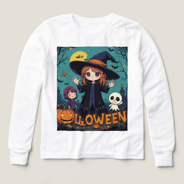 Chibi Witch Halloween Design Tri-Blend Shirts (Design Front)