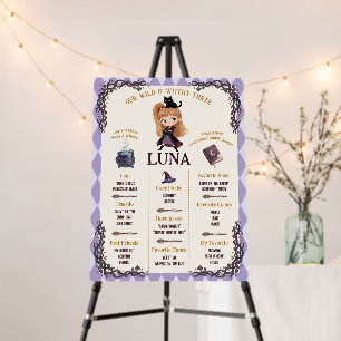 Chibi Witch One 3rd Birthday Milestone Watercolor Foam Board