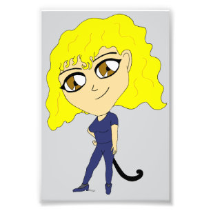 Chibi with a cat like tail photo print