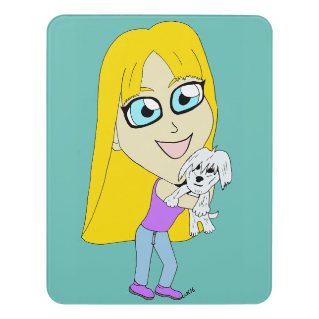 Chibi with a pup door sign (Contemporary Vert)