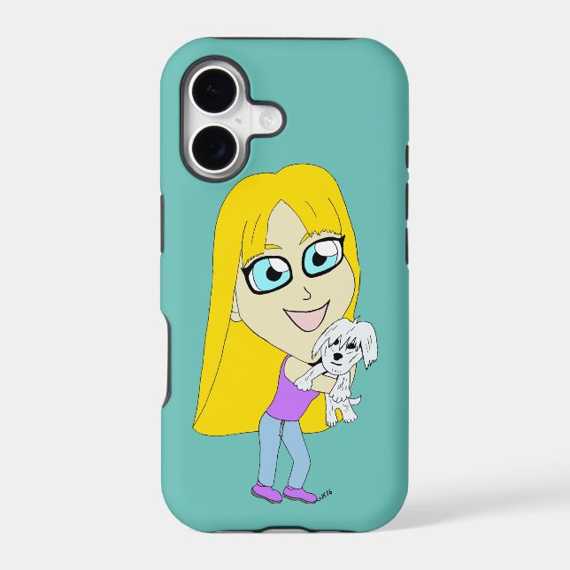 Chibi with a pup iphone case (Back)