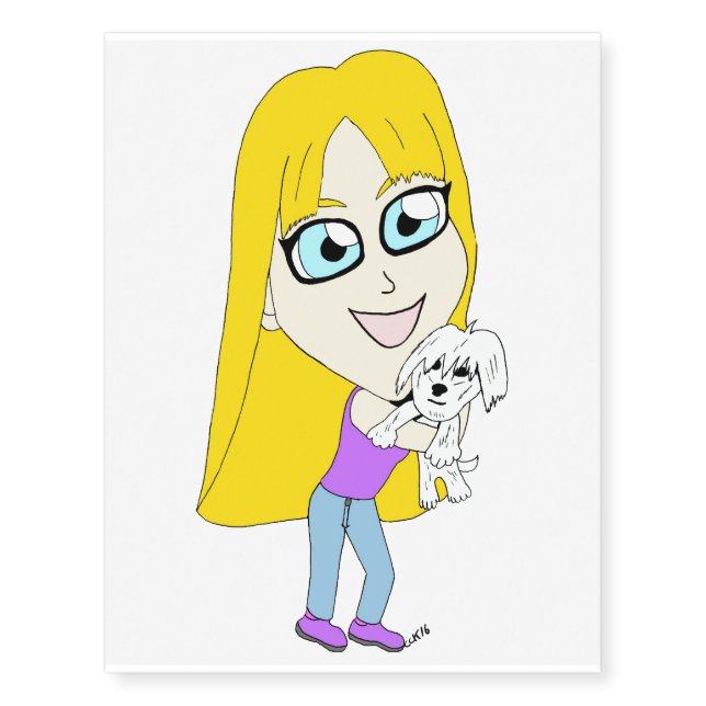 Chibi with a pup temporary tattoos (Front)