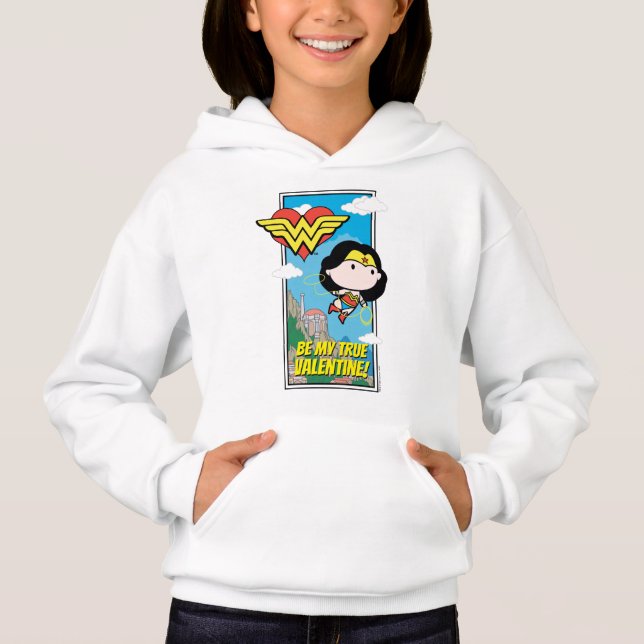 Chibi Wonder Woman - Be My True Valentine Hoodie (Front)