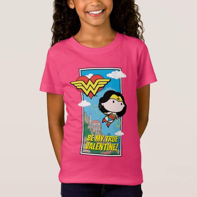Chibi Wonder Woman - Be My True Valentine T-Shirt (Front)