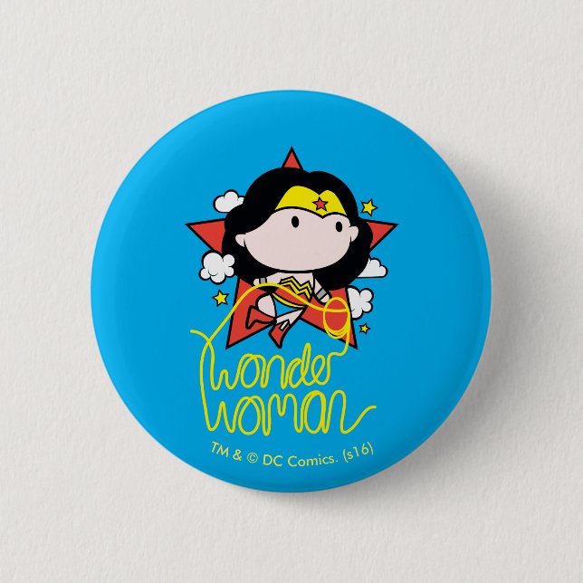 Chibi Wonder Woman Flying With Lasso Button (Front)