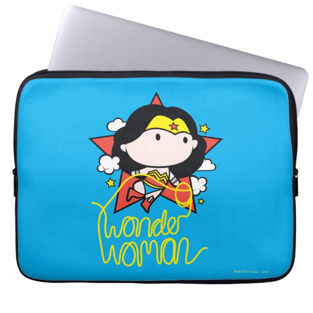 Chibi Wonder Woman Flying With Lasso Laptop Sleeve (Front)