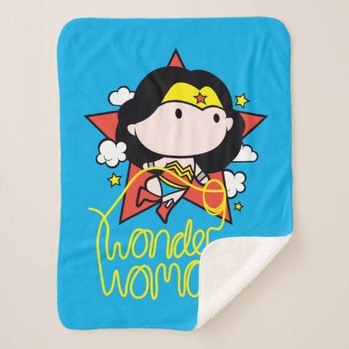 Chibi Wonder Woman Flying With Lasso Sherpa Blanket