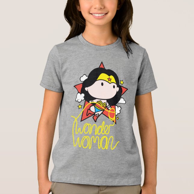 Chibi Wonder Woman Flying With Lasso Tri-Blend Shirt (Front)