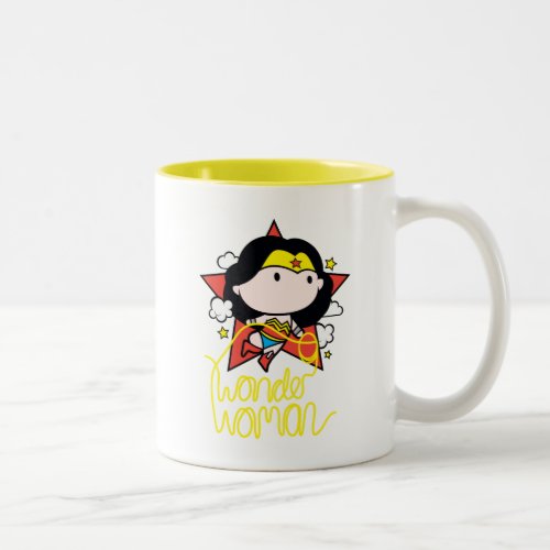 Chibi Wonder Woman Flying With Lasso Two_Tone Coffee Mug