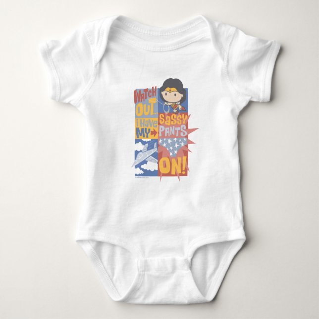 Chibi Wonder Woman | I Have My Sassy Pants On! Baby Bodysuit (Front)