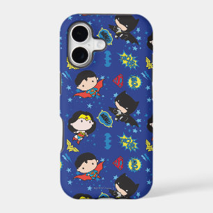 Chibi Wonder Woman, Superman, and Batman Pattern iPhone 17 Case