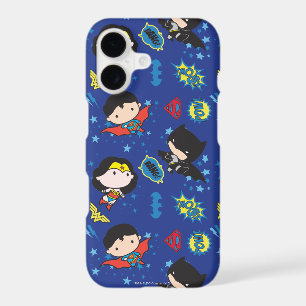Chibi Wonder Woman, Superman, and Batman Pattern iPhone 17 Case