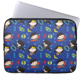 Chibi Wonder Woman, Superman, and Batman Pattern Laptop Sleeve