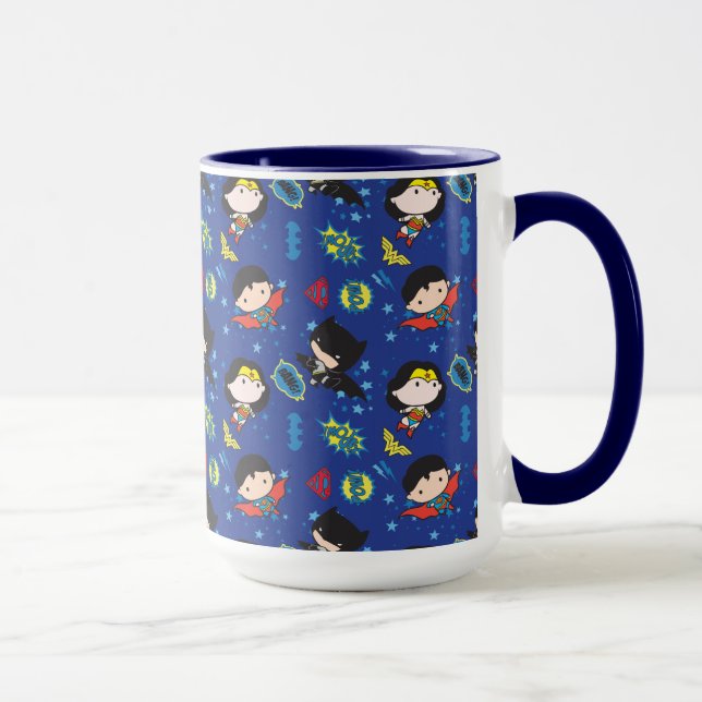 Chibi Wonder Woman, Superman, and Batman Pattern Mug (Right)
