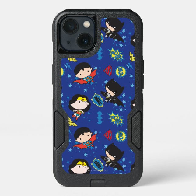 Chibi Wonder Woman, Superman, and Batman Pattern Otterbox iPhone Case (Back)