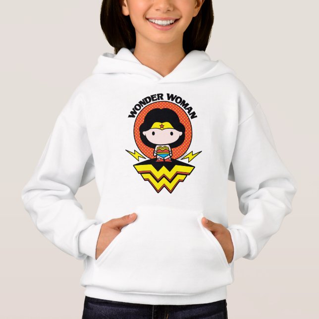 Chibi Wonder Woman With Polka Dots and Logo Hoodie (Front)