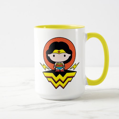 Chibi Wonder Woman With Polka Dots and Logo Mug