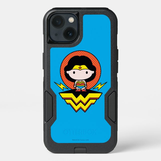 Chibi Wonder Woman With Polka Dots and Logo Otterbox iPhone Case (Back)