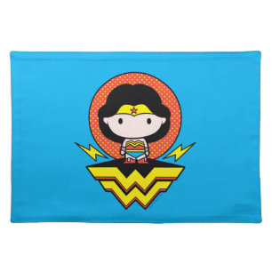 Chibi Wonder Woman With Polka Dots and Logo Placemat