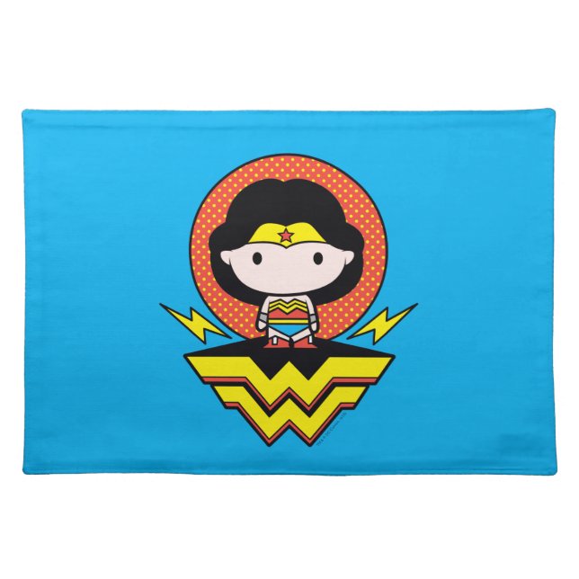 Chibi Wonder Woman With Polka Dots and Logo Placemat (Front)